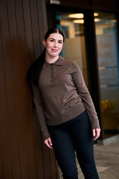 Thea Ls Knit Merino Collar Neck