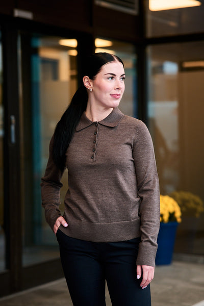 Thea Ls Knit Merino Collar Neck