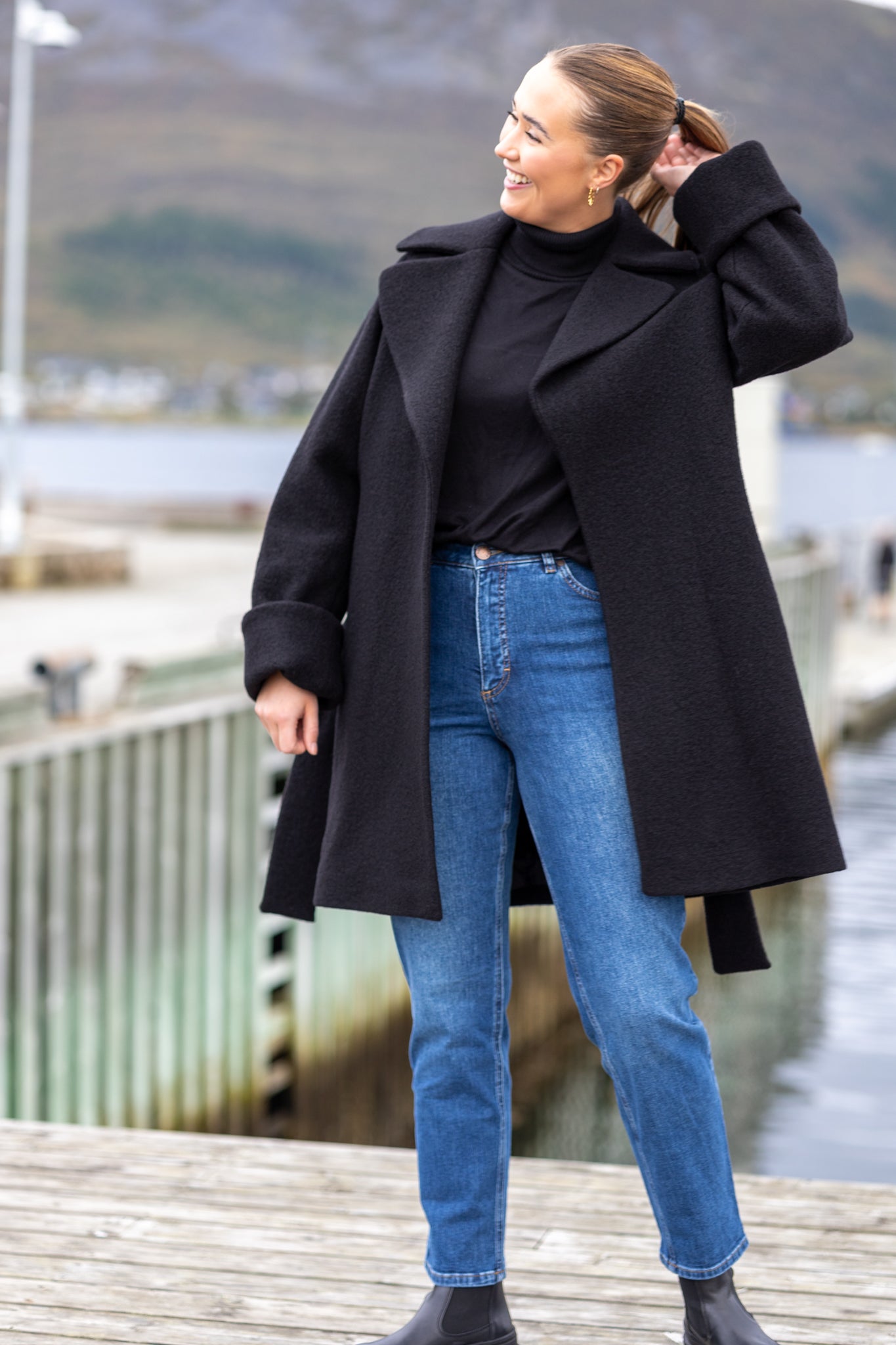 The Product By Vanessa Rudjord Wool Coat Mid - Black