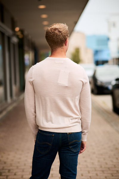 Tray Ls Knit Merino Crew Neck Noos - Beige