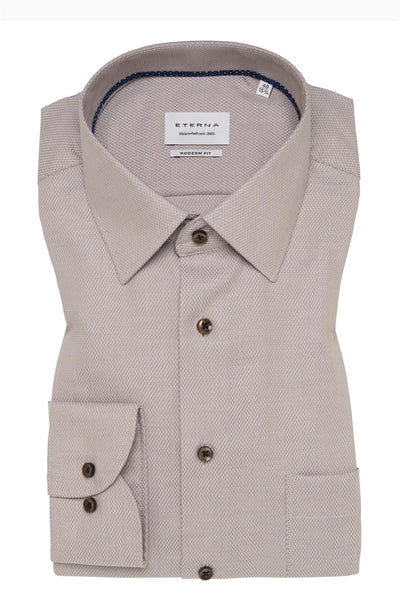 Structured Shirt - Slim Fit - Beige