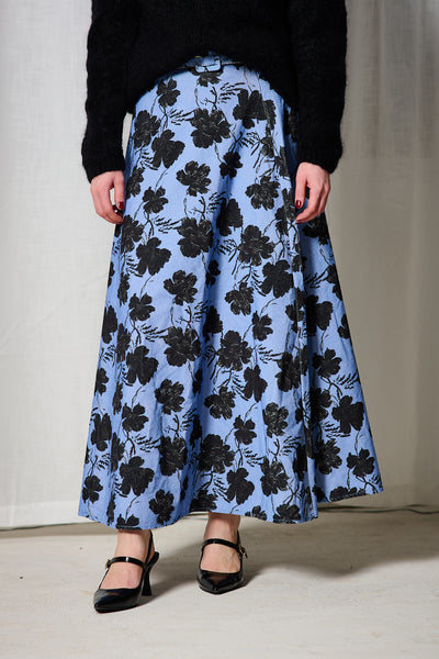 Cord Maxi Skirt - Blue Peony