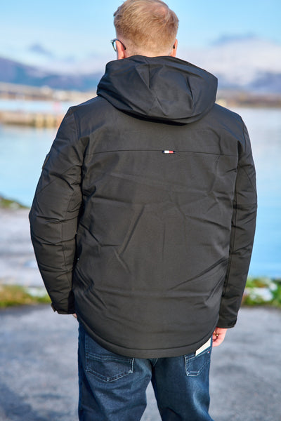 Tech Hooded Short Padded Jacket - Black