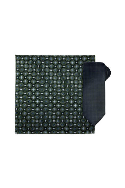 Silkeslips + Lommetørkle - Mønstret Grønn