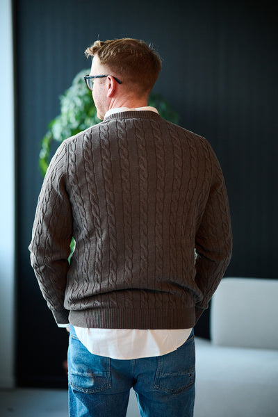 Cotton Cable C-neck - Seawood Melange