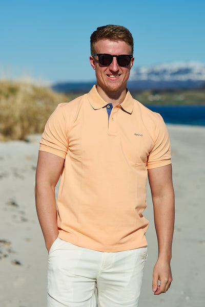 Contrast Pique SS Polo - Peachy Orange