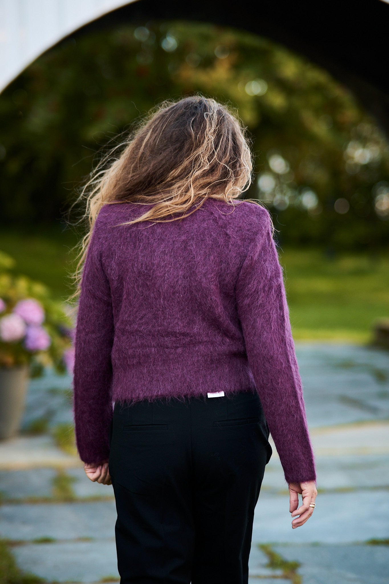 Hairy Knit Jacket - Burgundy