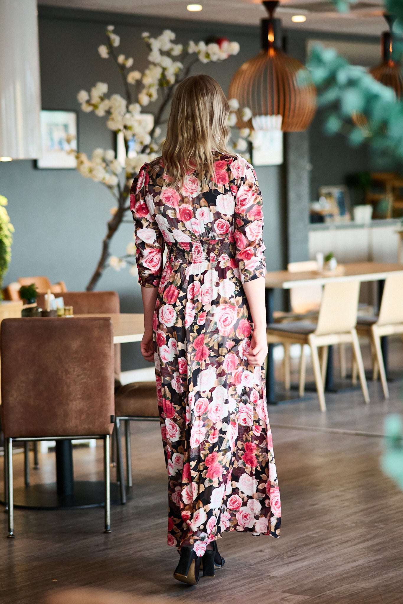 Satin Button-Down Dress - Midnight Roses