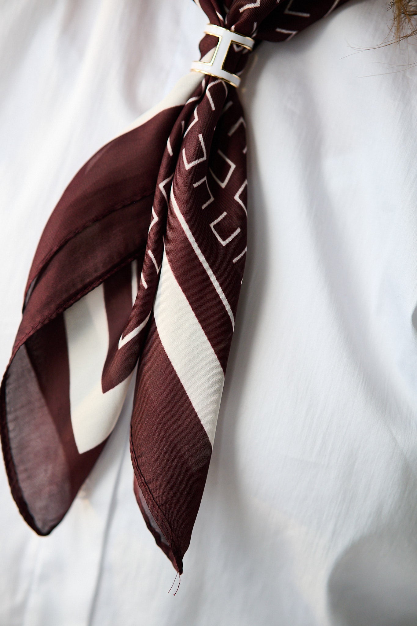 Skjerf 70x70 Mønster - Brun