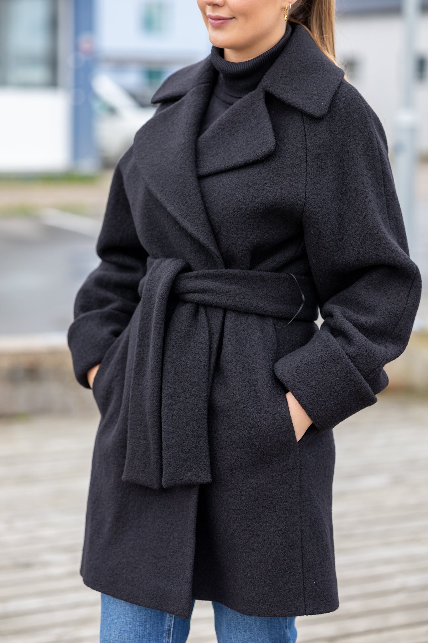 The Product By Vanessa Rudjord Wool Coat Mid - Black