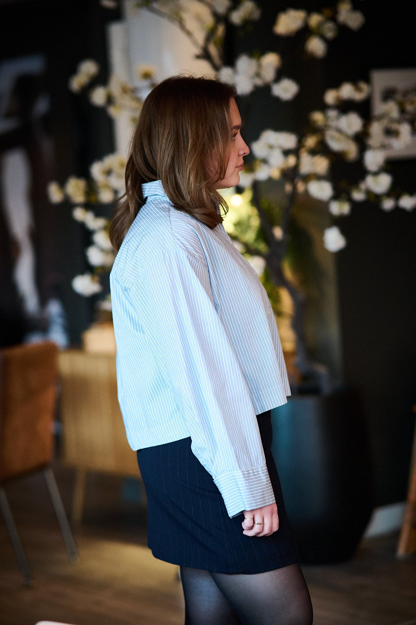 Astha Ls Cropped Boxy Shirt - Cashmere Blue