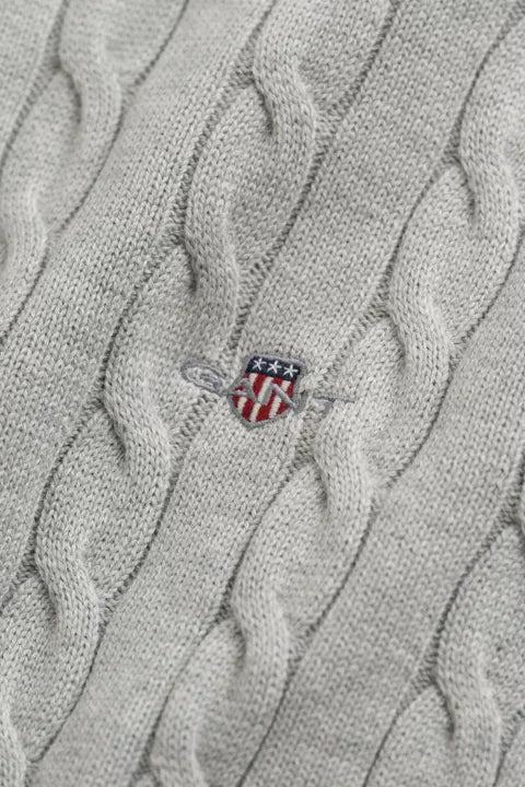 Cotton Cable Half Zip - Cloud Grey Melange