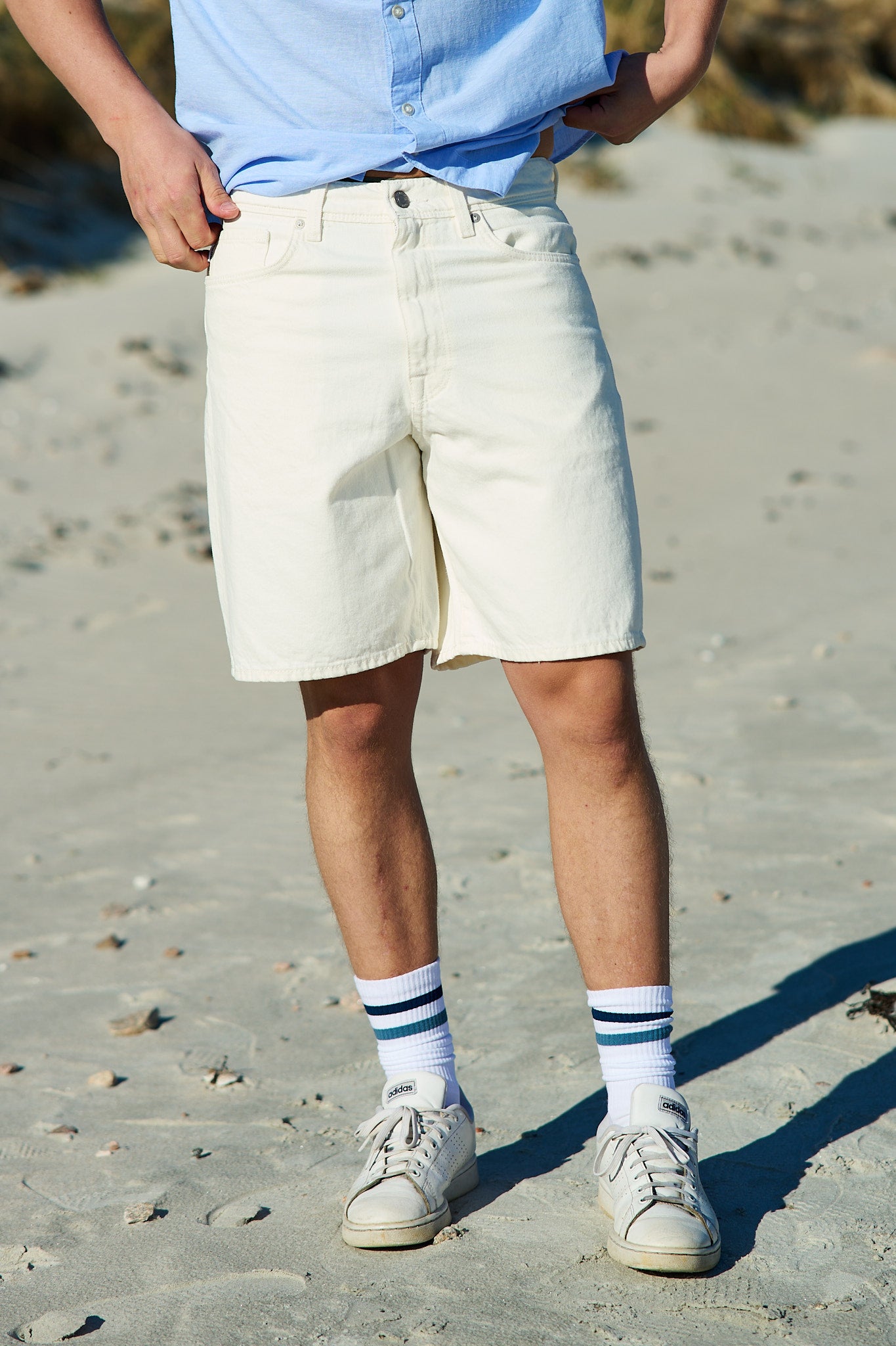 Alex 201 Ecru Hemp Shorts White Denim