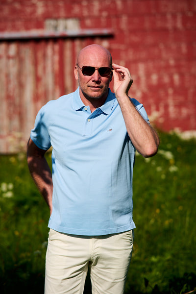 Regular Fit Shield Pique Polo Shirt - Capri Blue