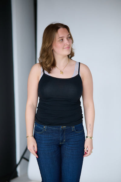 Perfect Line Top W/Straps - Black