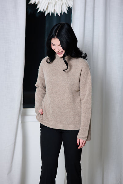 Cille Cashmere Blend High Neck - Irish Cream
