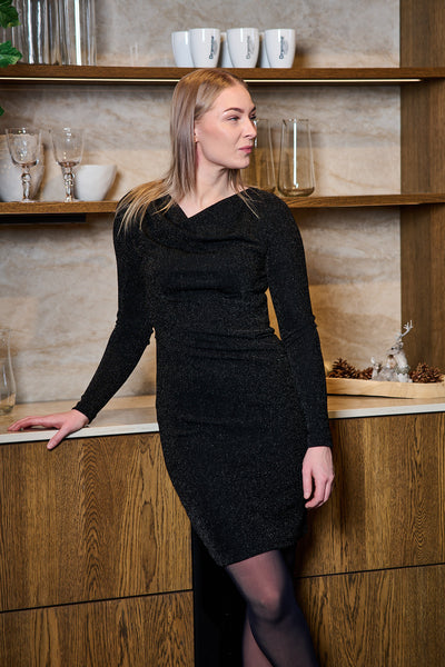 Anja LS Slim Short Dress - Black