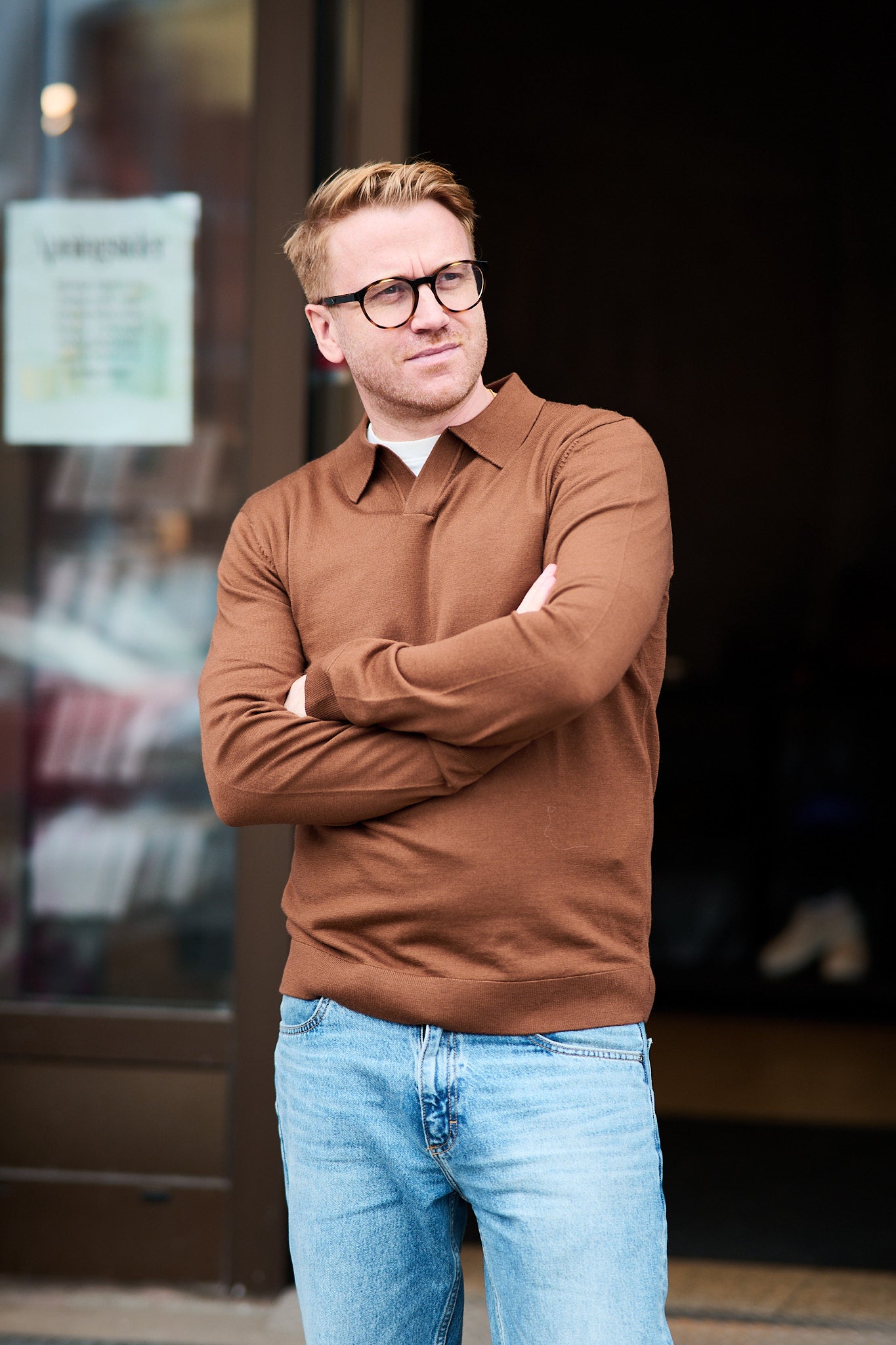Tray LS Knit Merino Open Polo - Soft Silt