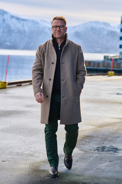 Rainar Wool Blend Coat - Fallen Rock/Melange