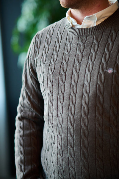 Cotton Cable C-neck - Seawood Melange