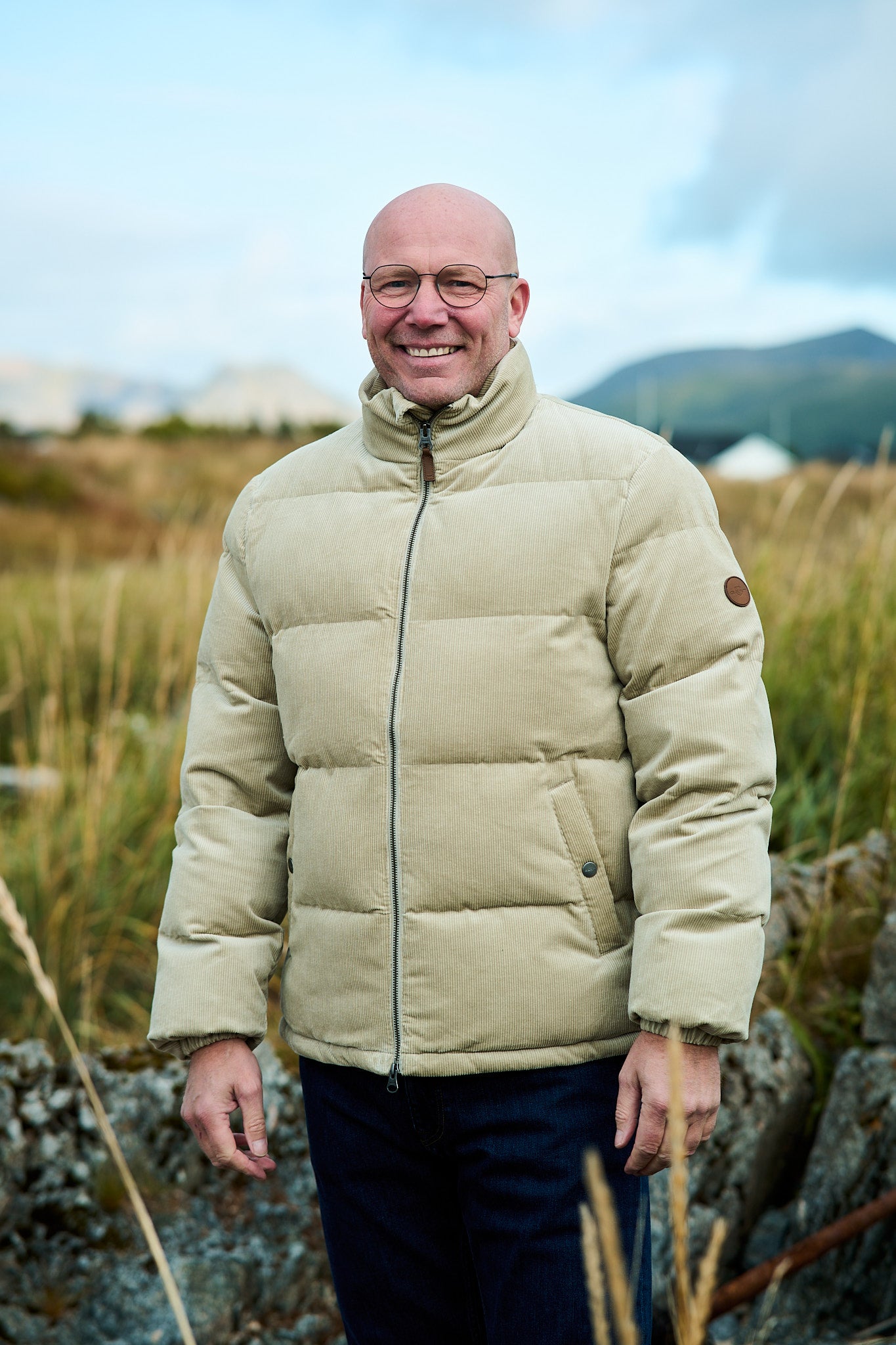 Cord Puffer Jacket - Greige