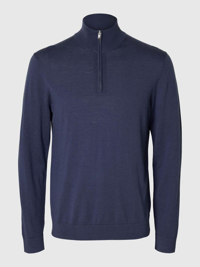 Tray Ls Knit Merino Half Zip Noos - Oceana