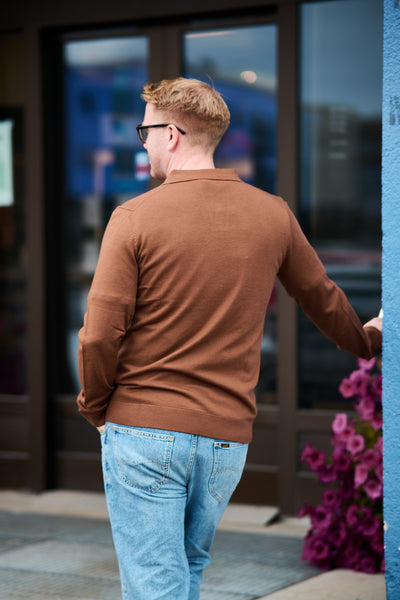 Tray LS Knit Merino Open Polo - Soft Silt