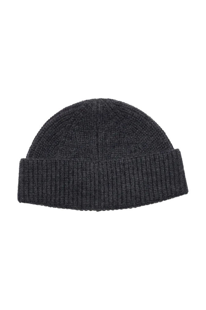 Merino Wool sailor Rib Beanie - Dark Grey Melange