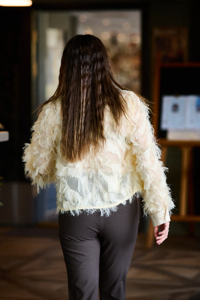 Myline LS Fluffy Cropped Shirt - Angora