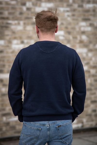 Cotton Pique C-Neck - Evening Blue