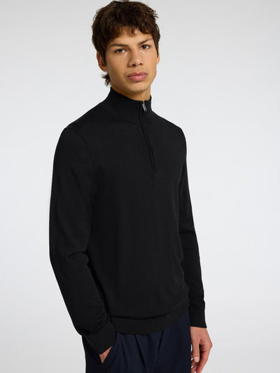 Tray LS Knit Merino Half Zip - Black