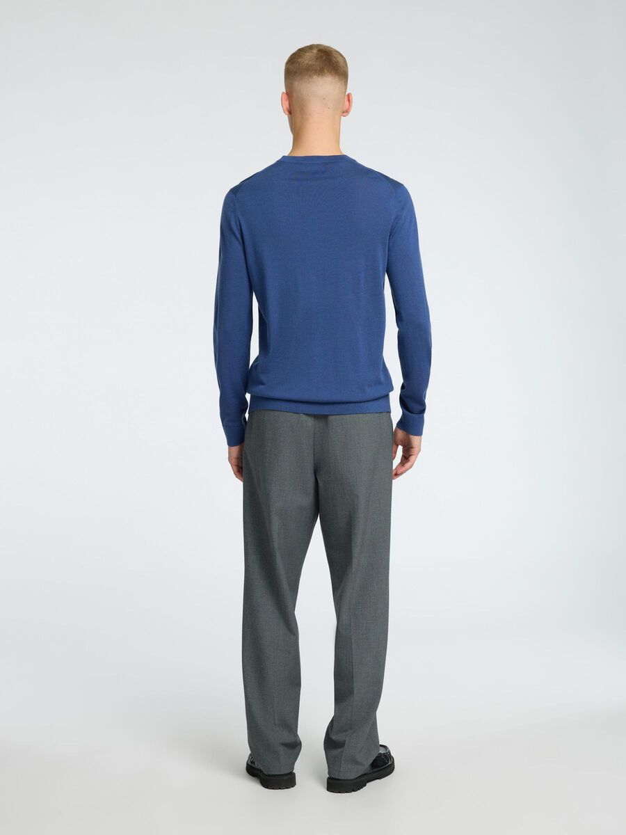 Tray Ls Knit Merino Crew Neck Noos - Blue