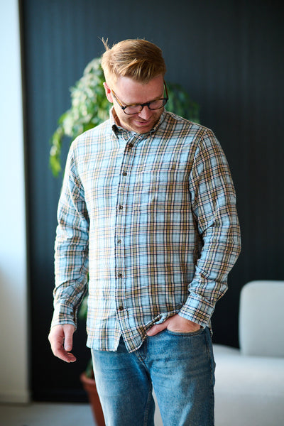 Reg Windblown Flannel Check - Fresh Blue