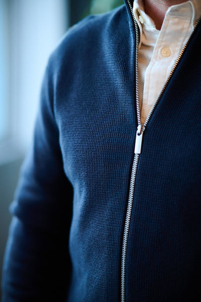 Dane Ls Knit Structure Full Zip - Sky Captain