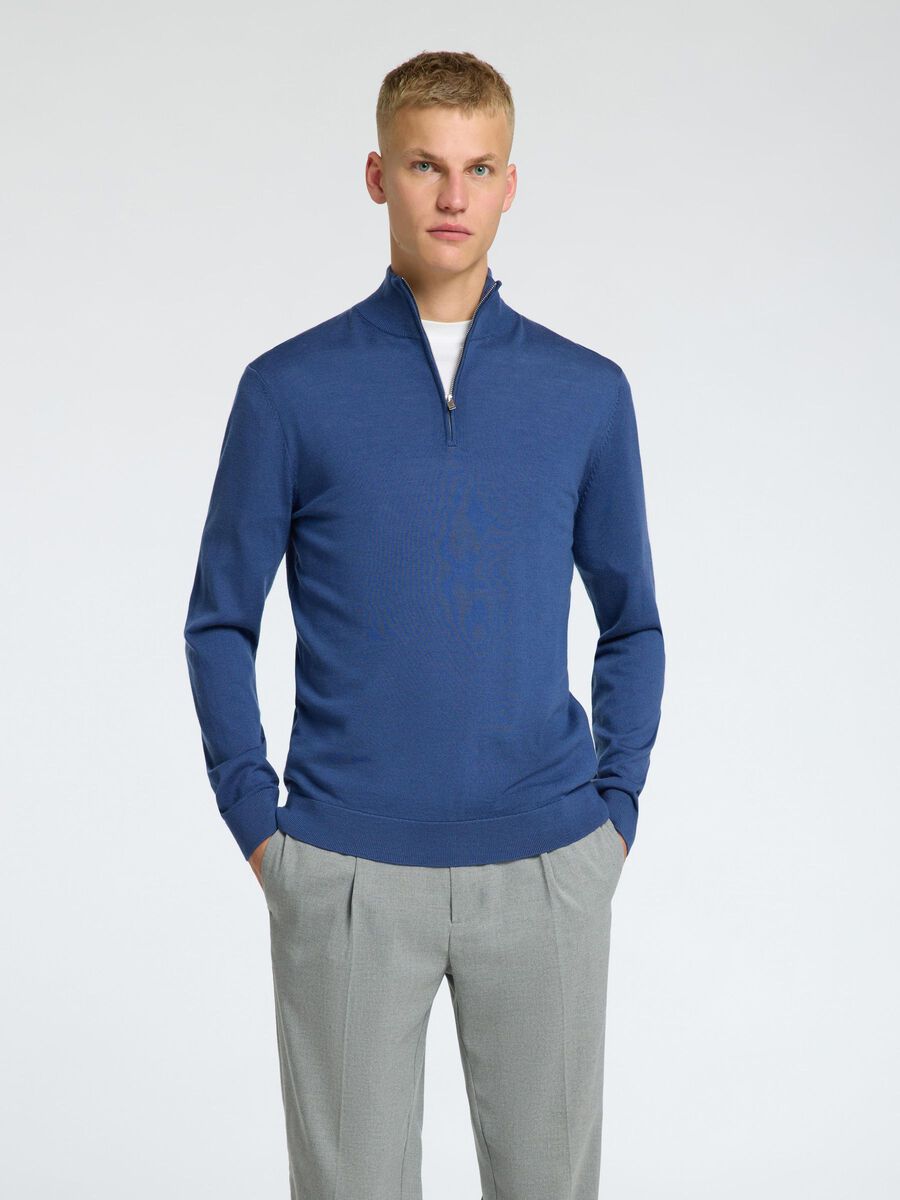 Tray Ls Knit Merino Half Zip Noos - Oceana