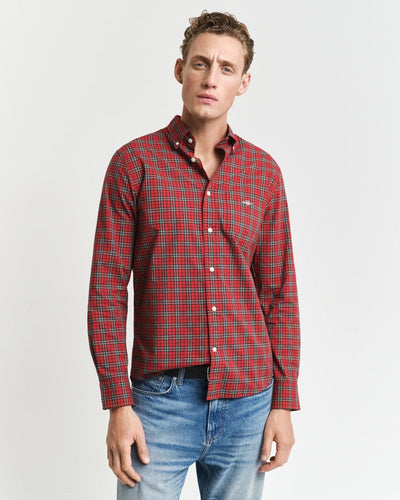 Reg Classic Poplin Tartan Shirt - Ruby Red