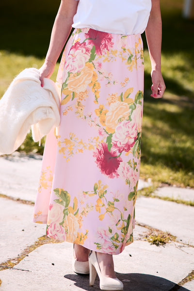 Tailored Satin skirt Pink Blossom