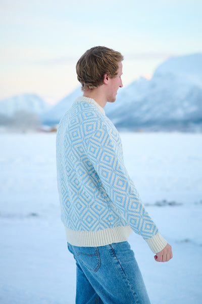 Remi Ls Knit Relaxed Crew Neck - Egret/Blue Fog