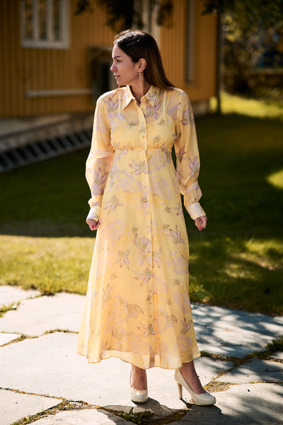 Cupro Shirt Dress Yellow Rose