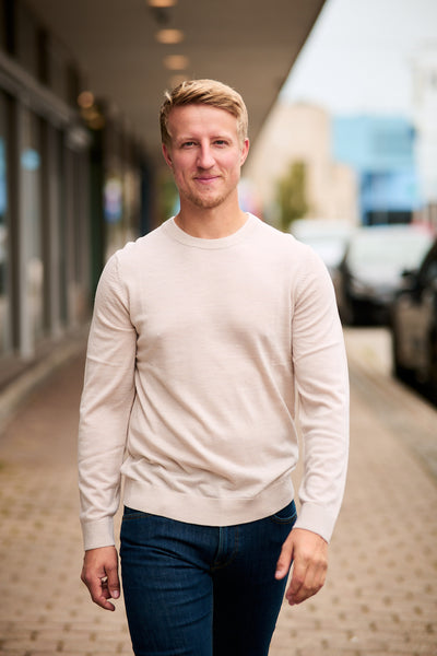 Tray Ls Knit Merino Crew Neck Noos - Beige