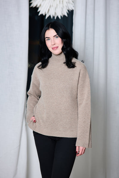Cille Cashmere Blend High Neck - Irish Cream