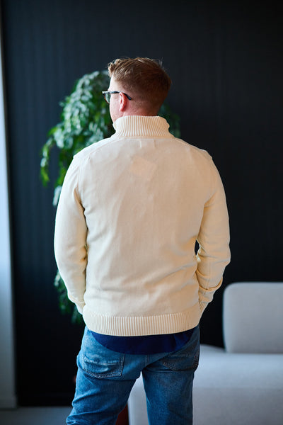 Casual Cotton Half Zip - Cream