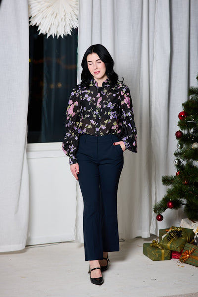 Striped Organza Blouse - Midnight Viola