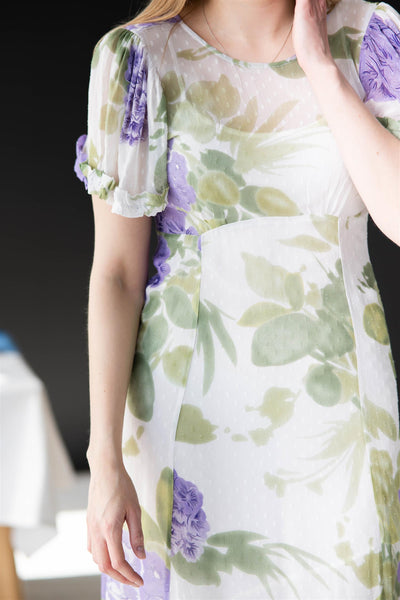 Dotted Georgette Maxi Dress Purple flowerfield