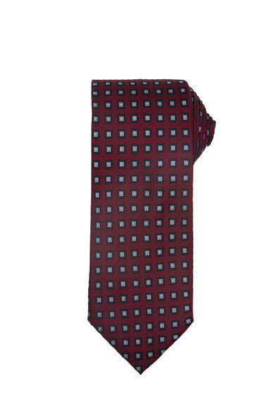 Silkeslips + Lommetørkle - Mønstret Vinrød