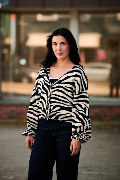 GZZebba Cardigan Black/birch tiger