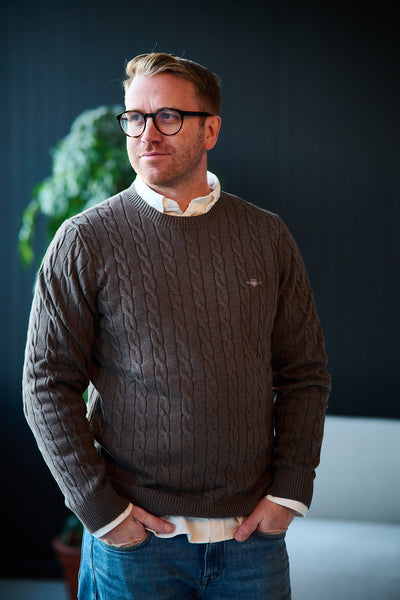 Cotton Cable C-neck - Seawood Melange