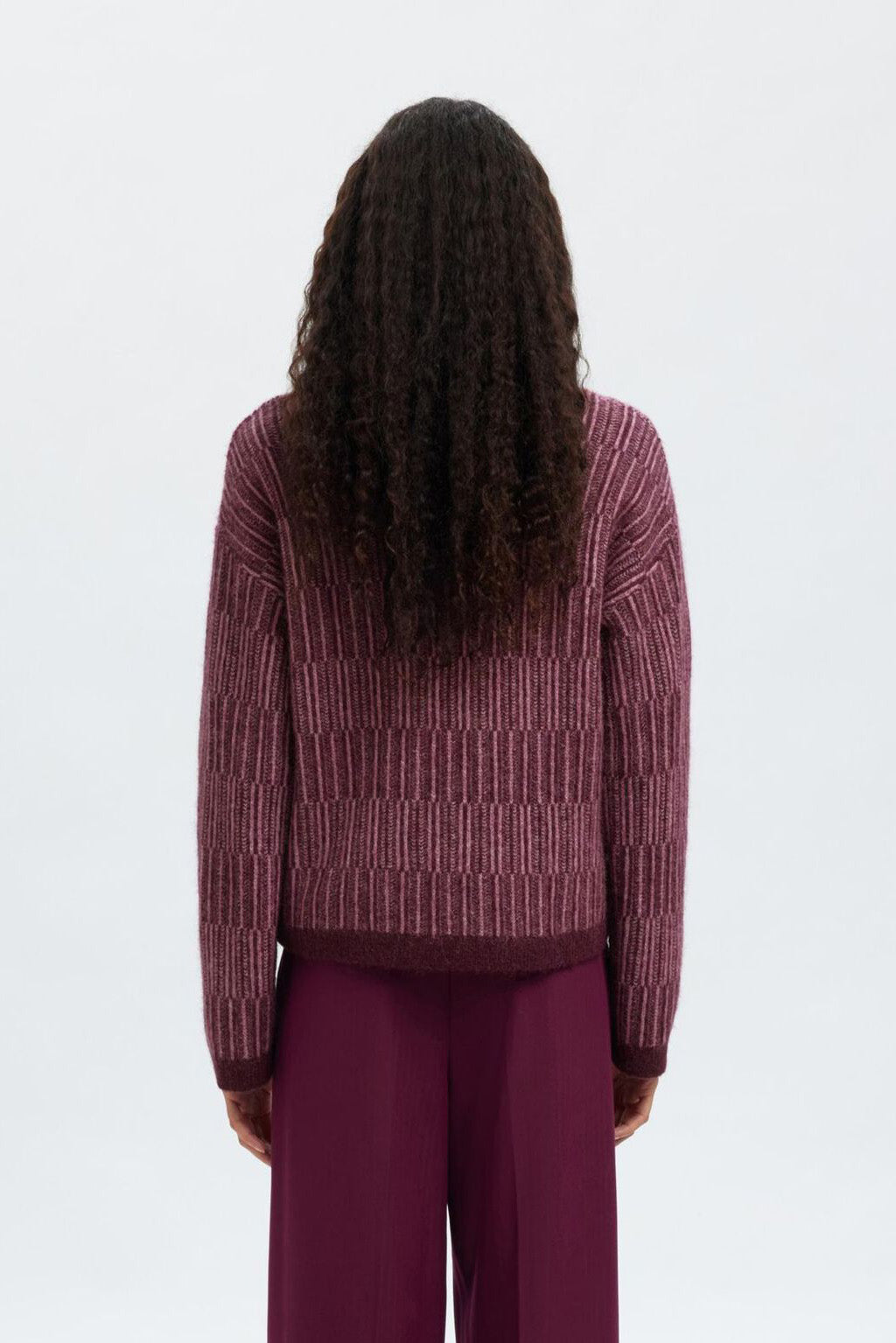 Alva Ls Knit Stripe O-neck - Fig