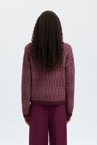 Alva Ls Knit Stripe O-neck - Fig