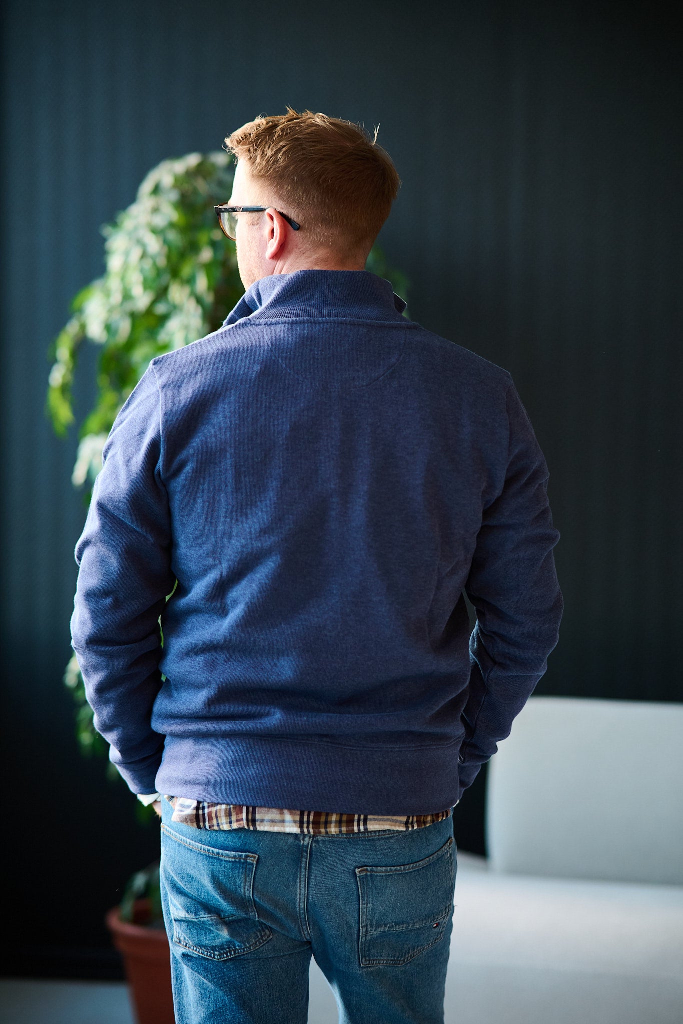 Sacker Rib Half Zip - Dark Jeans Melange